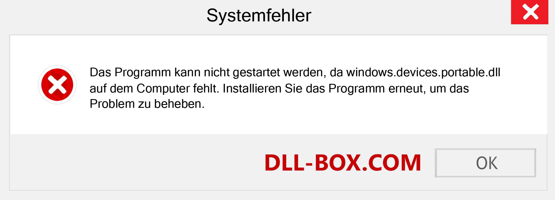 windows.devices.portable.dll-Datei fehlt?. Download für Windows 7, 8, 10 - Fix windows.devices.portable dll Missing Error unter Windows, Fotos, Bildern