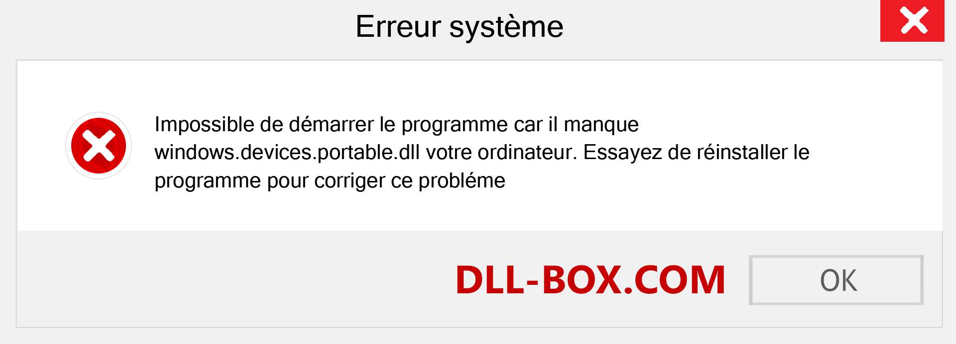 Le fichier windows.devices.portable.dll est manquant ?. Télécharger pour Windows 7, 8, 10 - Correction de l'erreur manquante windows.devices.portable dll sur Windows, photos, images